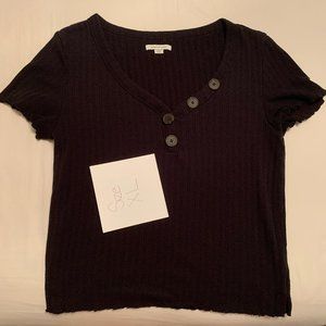 Black American Eagle Top with Buttons